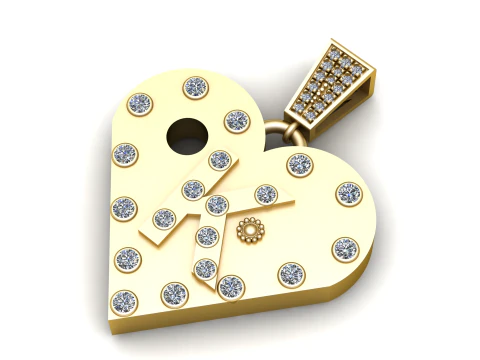 K GOLD HEART PENEDANT 3D Print Model