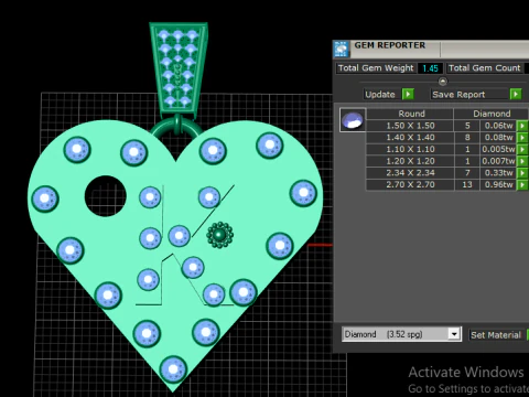 K GOLD HEART PENEDANT 3D Print Model