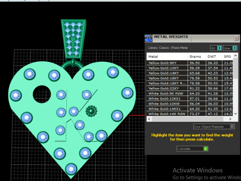 K GOLD HEART PENEDANT 3D Print Model