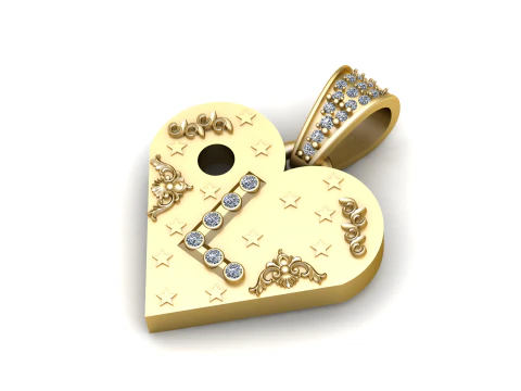 L GOLD HAERT PENDANT 3D Print Model