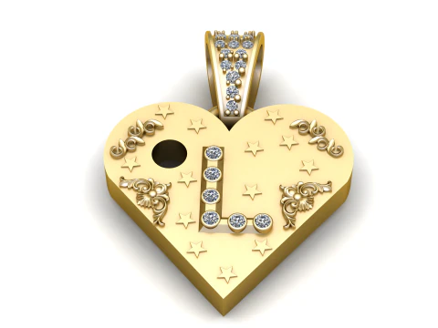 L GOLD HAERT PENDANT 3D Print Model