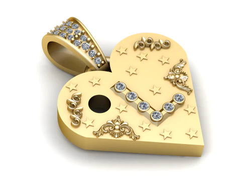 L GOLD HAERT PENDANT 3D Print Model