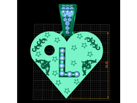 L GOLD HAERT PENDANT 3D-Druckmodell