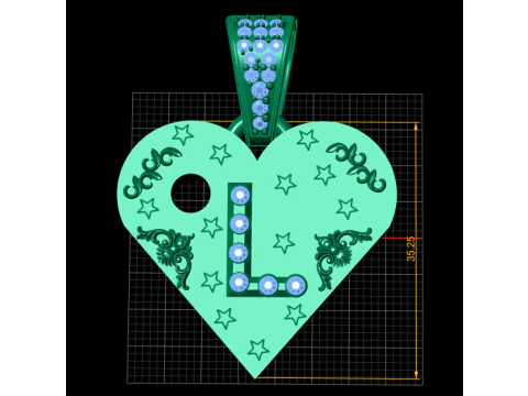 L GOLD HAERT PENDANT 3D Print Model
