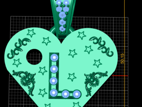 L GOLD HAERT PENDANT 3D-Druckmodell