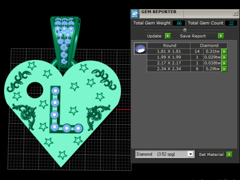 L GOLD HAERT PENDANT 3D-Druckmodell