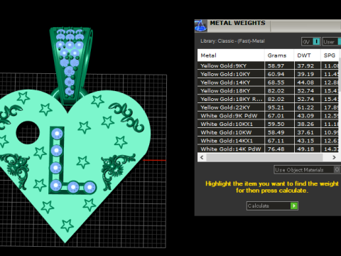 L GOLD HAERT PENDANT 3D-Druckmodell