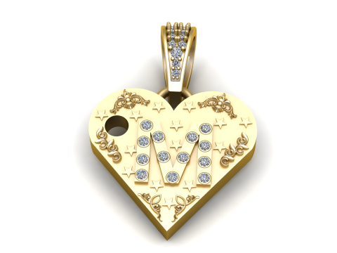 M GOLD HEART PENDANT Model do druku 3D