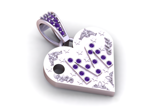 M GOLD HEART PENDANT Model do druku 3D
