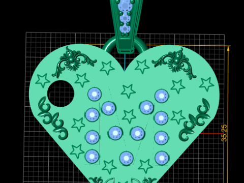 M GOLD HEART PENDANT Model do druku 3D