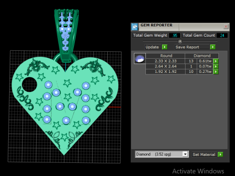 M GOLD HEART PENDANT Model do druku 3D