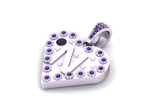 N GOLD HEART PENDANT 3Dプリントモデル