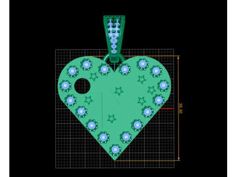 N GOLD HEART PENDANT 3D Print Model