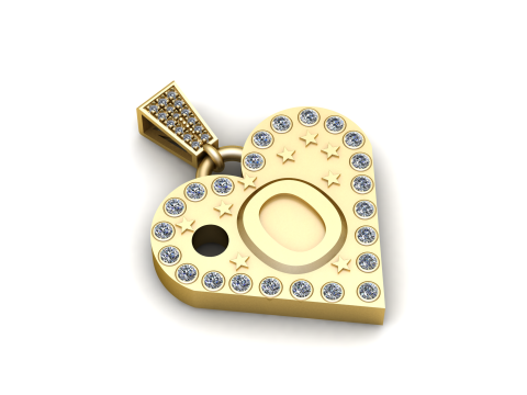 O GOLD HAEART PENDANT 3D Print Model