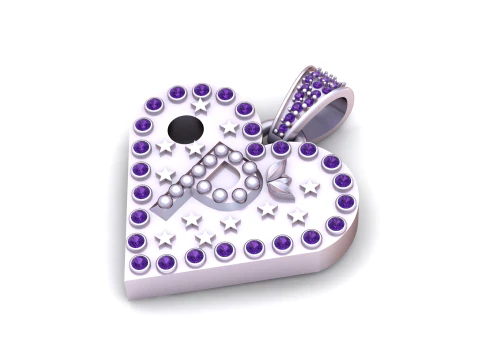 P GOLD HEART PENDANT 3D Print Model