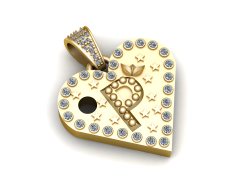 P GOLD HEART PENDANT 3D Принт Модель