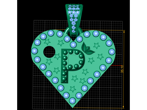 P GOLD HEART PENDANT 3D Принт Модель