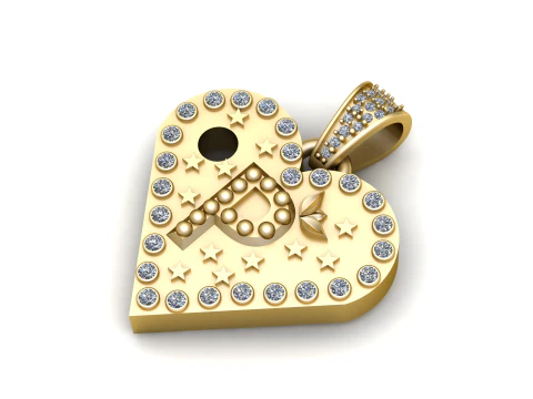P GOLD HEART PENDANT 3D Print Model