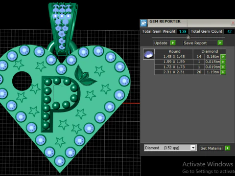 P GOLD HEART PENDANT 3D Print Model