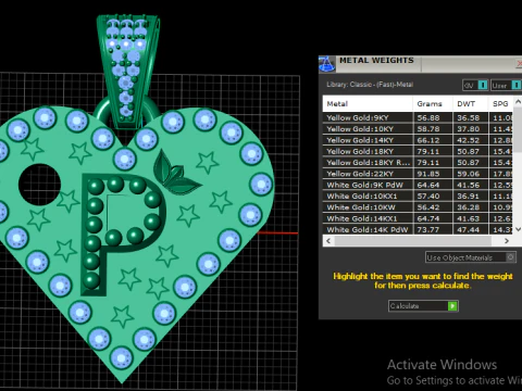 P GOLD HEART PENDANT 3D Print Model