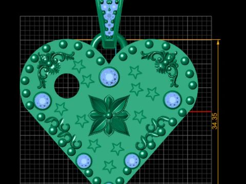 LEAVES GOLD HEART PENDANT 3D Print Model
