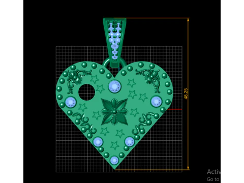 LEAVES GOLD HEART PENDANT 3D Print Model