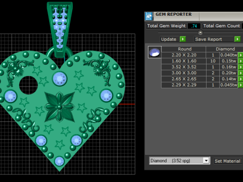 LEAVES GOLD HEART PENDANT 3D-printmodel