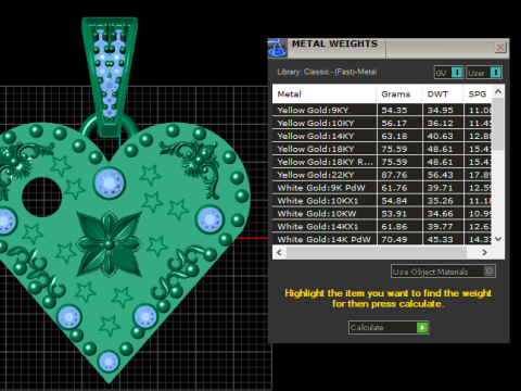 LEAVES GOLD HEART PENDANT 3D-printmodel