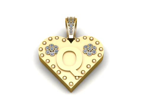 Q GOLD HEART PENDANT 3D Print Model
