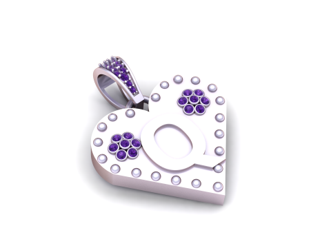Q GOLD HEART PENDANT Model Cetak 3D