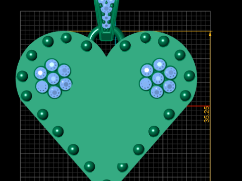 Q GOLD HEART PENDANT Model Cetak 3D