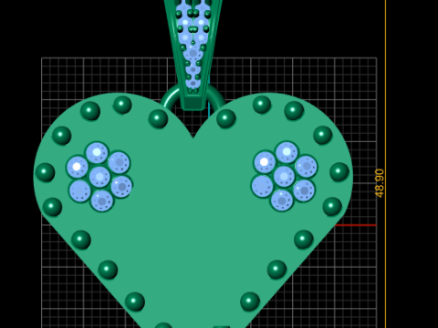 Q GOLD HEART PENDANT Model Cetak 3D