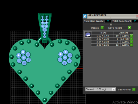 Q GOLD HEART PENDANT Model Cetak 3D