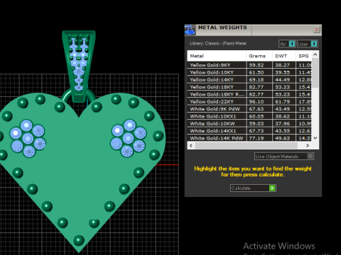 Q GOLD HEART PENDANT Model Cetak 3D