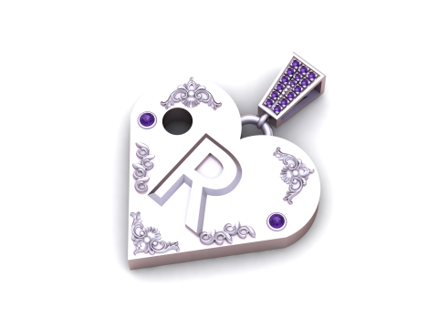 R GOLD HEART PENDANT 3Dプリントモデル