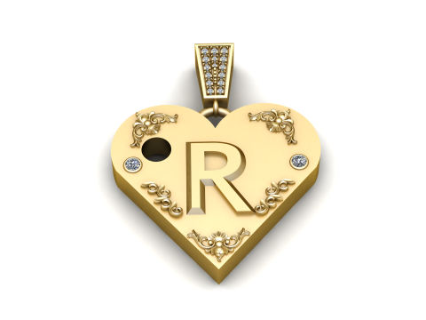 R GOLD HEART PENDANT 3Dプリントモデル