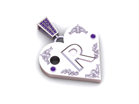R GOLD HEART PENDANT 3Dプリントモデル