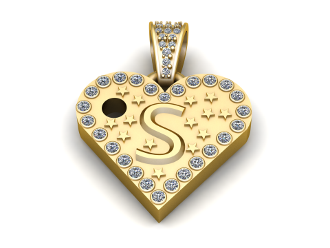 S GOLD HEART PENDANTT Model Cetak 3D