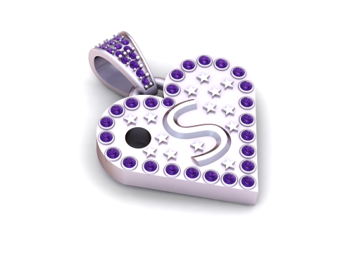 S GOLD HEART PENDANTT Model Cetak 3D