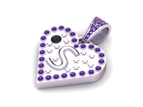 S GOLD HEART PENDANTT 3D Print Model
