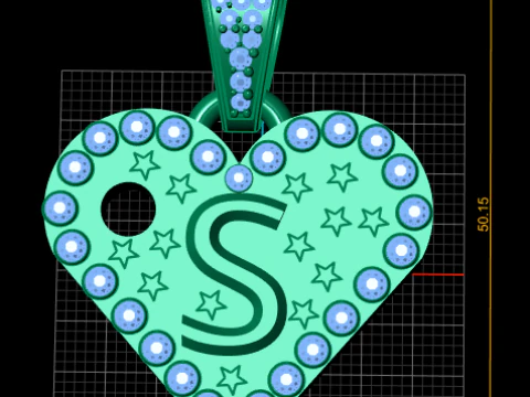 S GOLD HEART PENDANTT 3D Print Model