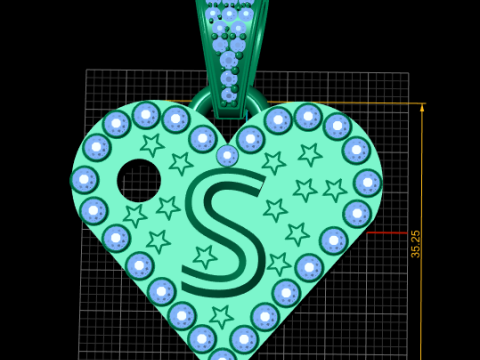S GOLD HEART PENDANTT Model Cetak 3D