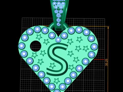 S GOLD HEART PENDANTT 3D Print Model