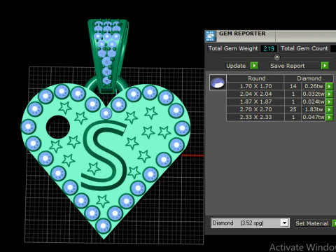 S GOLD HEART PENDANTT 3D Print Model