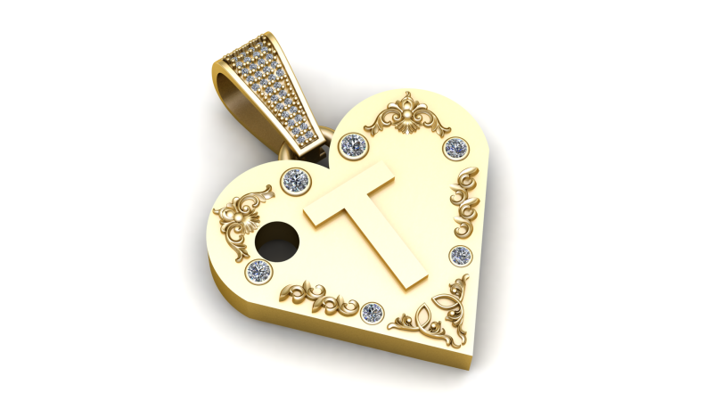 T GOLD HUEART PENDANT Modèles 3D en vedette .c4d .max .obj .3ds .fbx .stl .blend