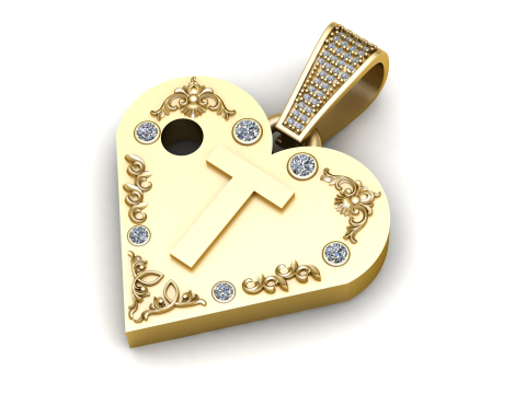 T GOLD HUEART PENDANT Modèles 3D en vedette