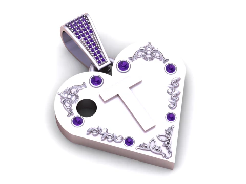 T GOLD HUEART PENDANT 3D Print Model