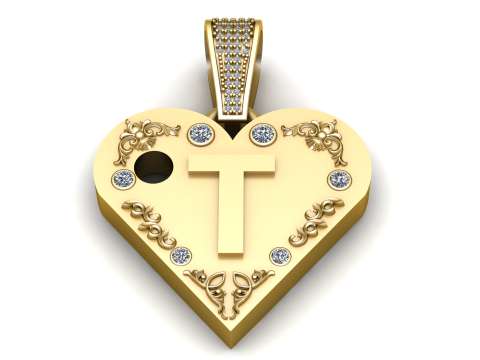 T GOLD HUEART PENDANT Modèles 3D en vedette