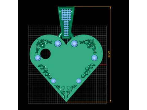 T GOLD HUEART PENDANT 3D Print Model