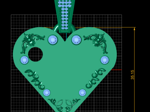 T GOLD HUEART PENDANT Modèles 3D en vedette